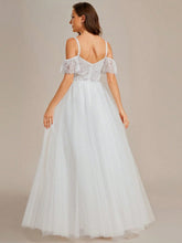 Elegant Romantic Fishbone & Shell Decorated Lace Shoulder Strap Wedding Dress